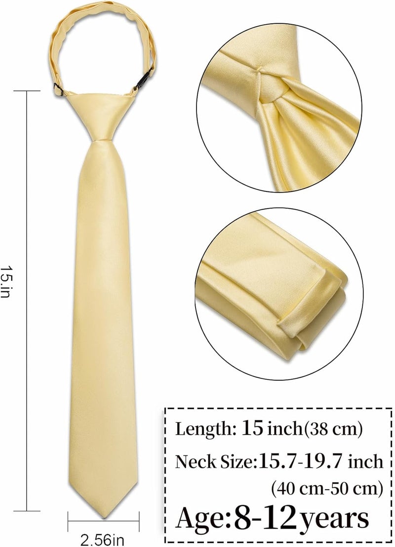 Ailisus Store Boys Tie Solid Color Silk Satin Pre-tied Kids Necktie for Age 8-12 Adjustable Formal Wedding School Graduation - Image 3